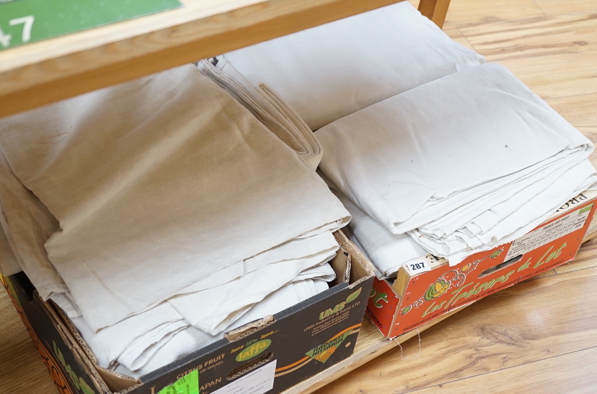 A large quantity of coarse French provincial linen sheets